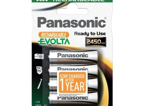 Pilhas Recarregáveis Panasonic Batteries Pack 4 AA Evolta 2450 mAh Hot on Sale